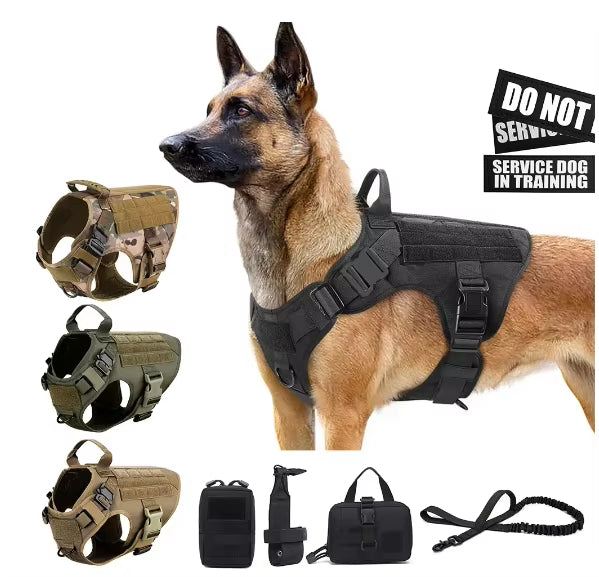 Tactical Dog Harness & Leash Set - Nylon Camouflage