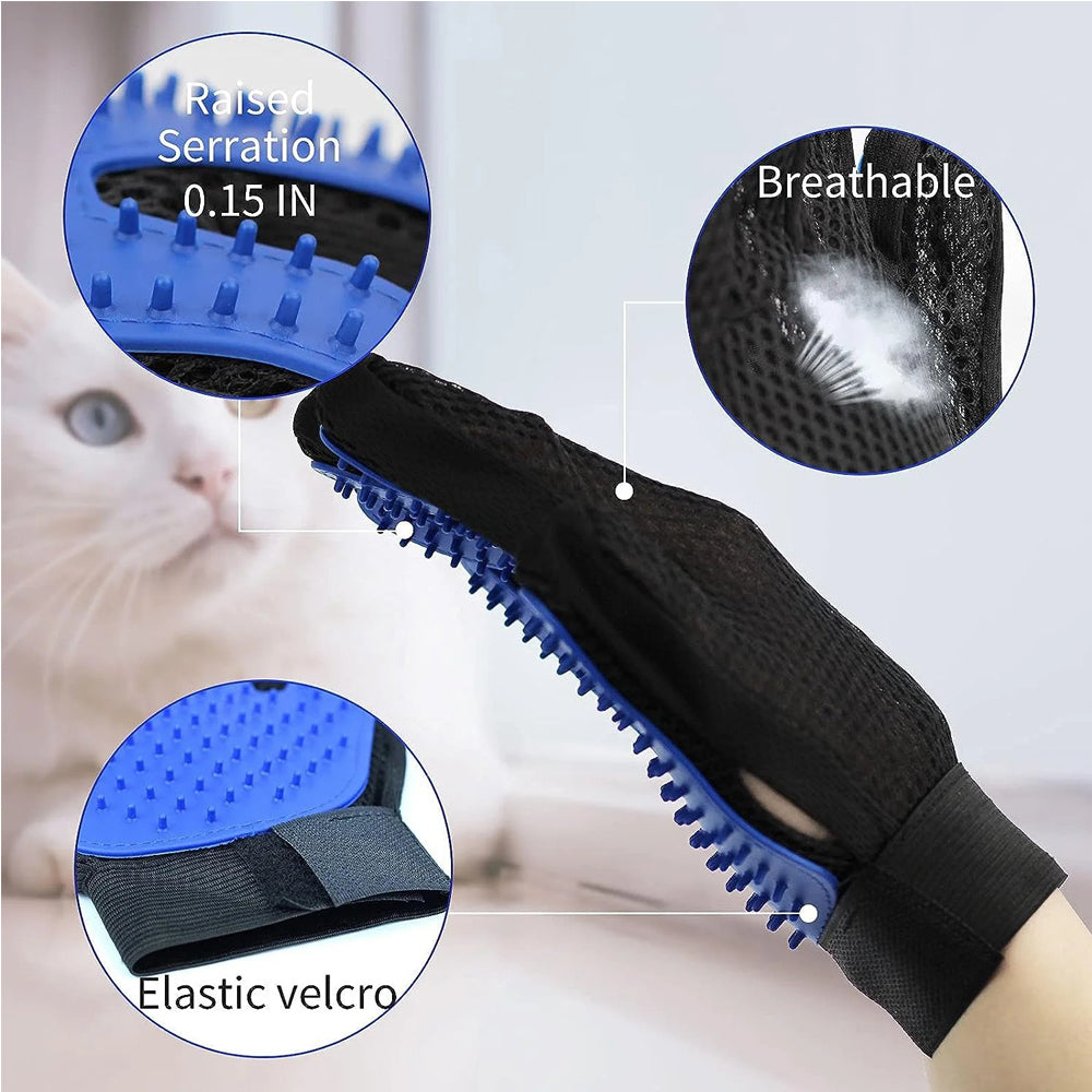 Pet Grooming Gloves - De-Shedding Brush for Dogs & Cats