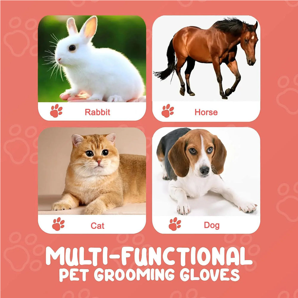 Pet Grooming Gloves - De-Shedding Brush for Dogs & Cats